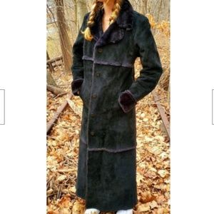 Express World Brand Real Suede leather long coat Sz S